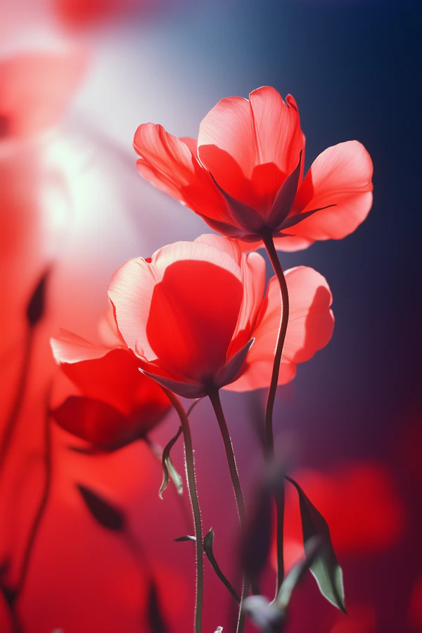 Glowing Red Flowers