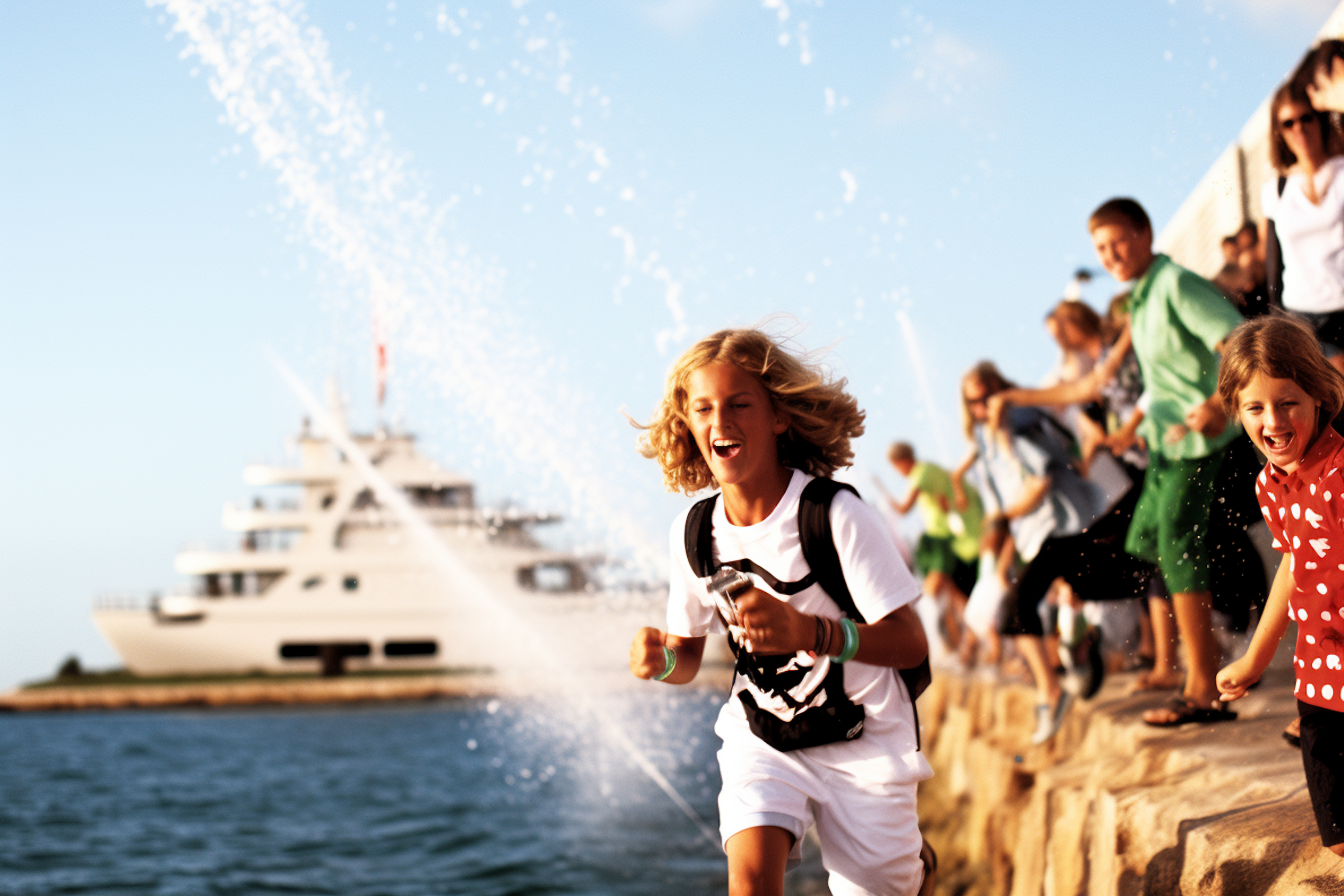 Sunlit Youthful Revelry by the Marina