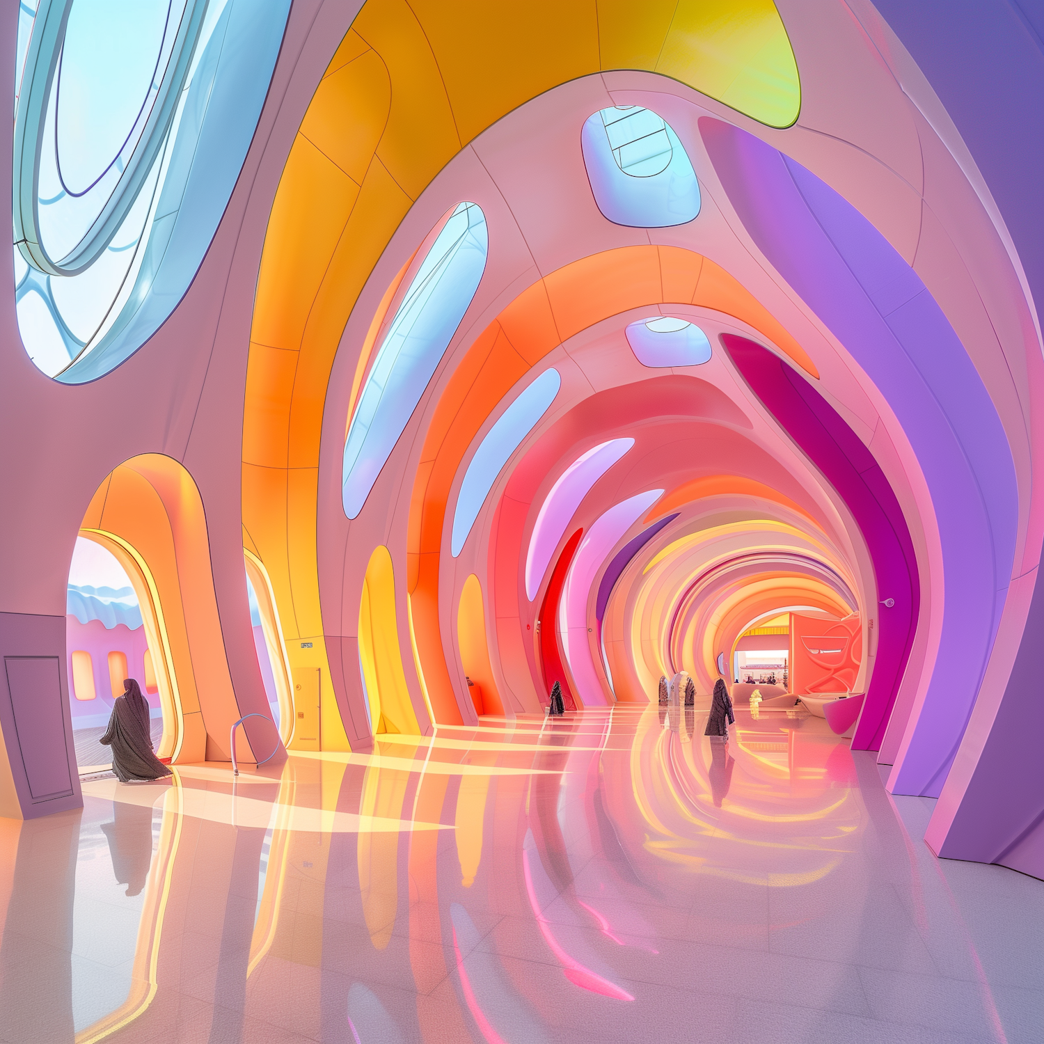 Futuristic Corridor with Arches