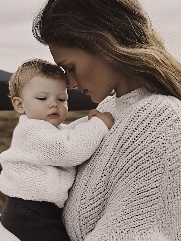 Tender Moment Between Woman and Baby