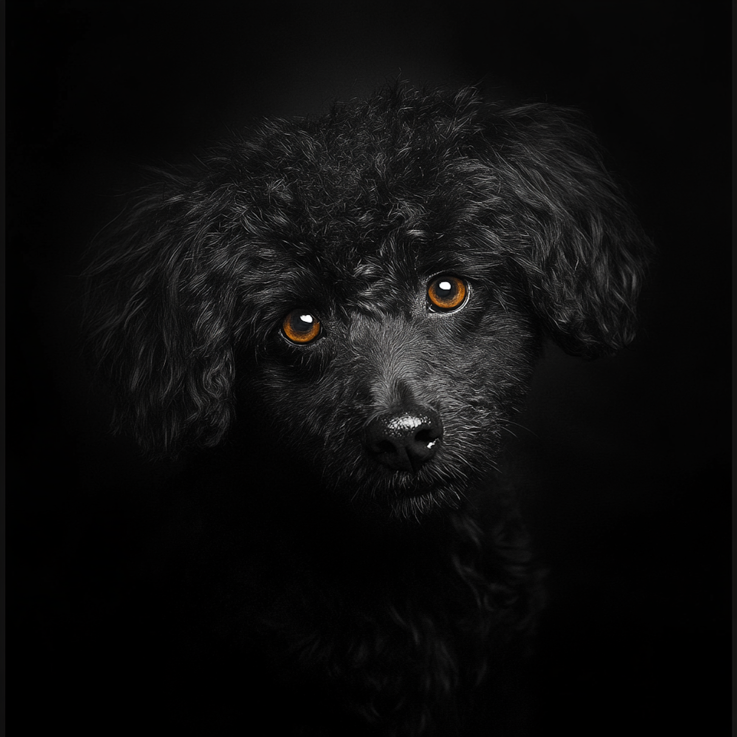 Curious Black Dog Portrait