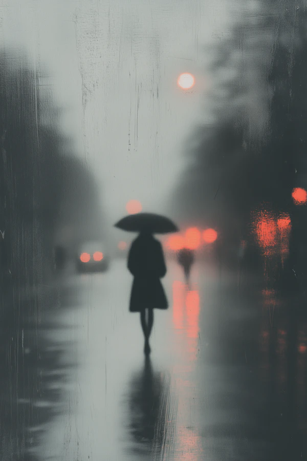 Solitary Figure in Misty Street