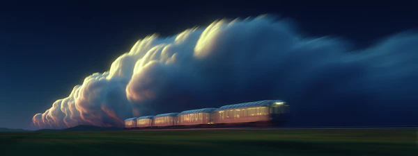 Train in Sunset Landscape