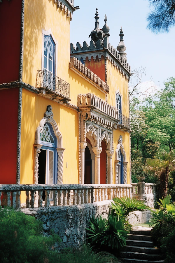 Ornate Building with Yellow and Red Walls