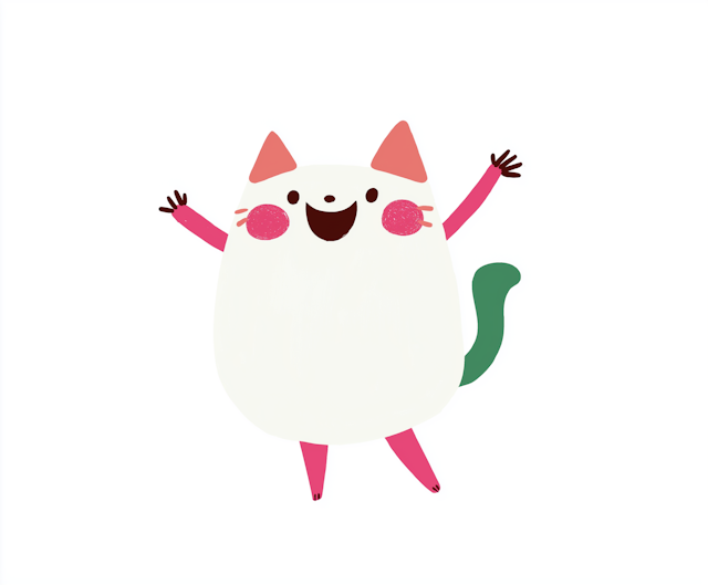 Whimsical Cartoon Cat Character