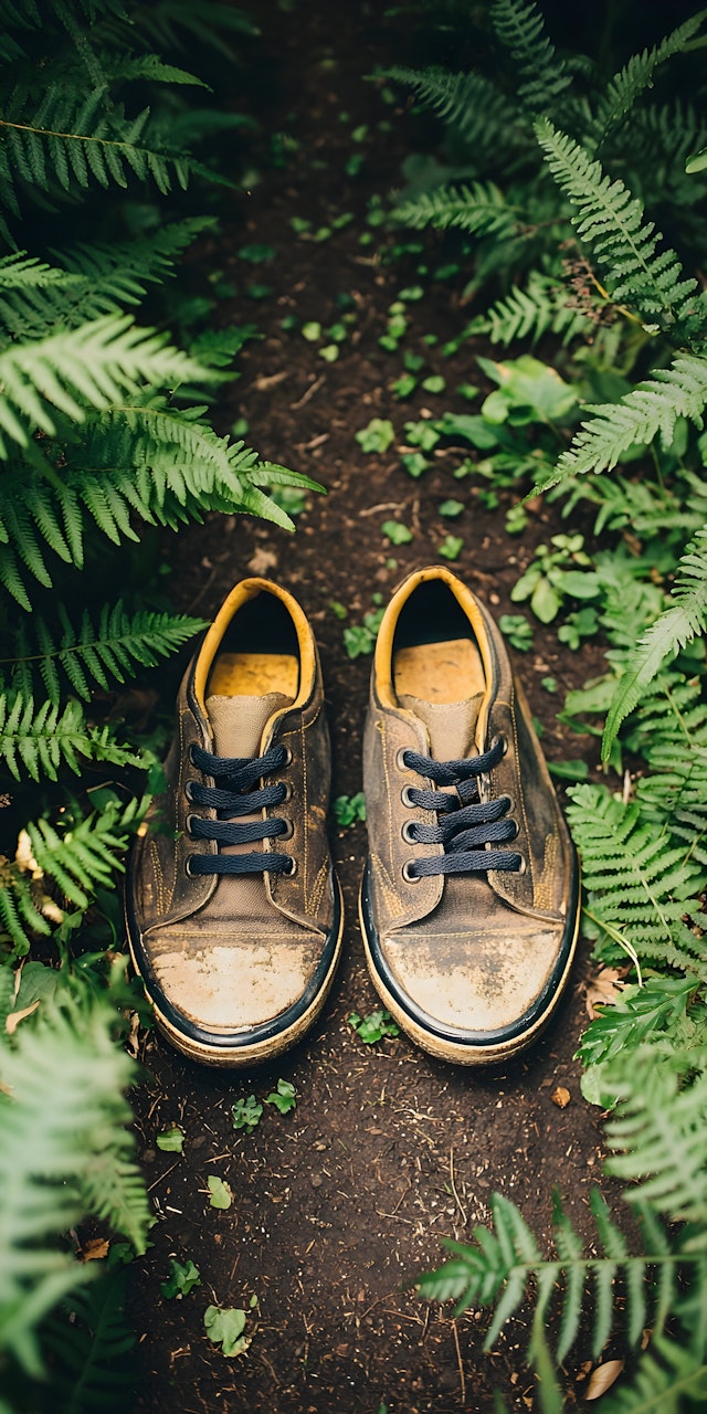 Worn Shoes on a Dirt Path