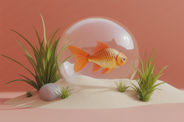 Whimsical Oversized Goldfish in a Bowl