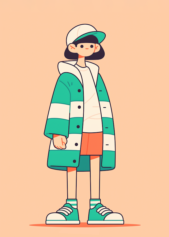 Cartoon Character in Green and White Outfit