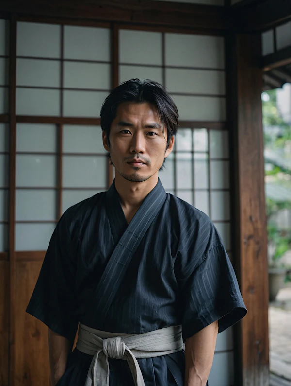 Man in Traditional Japanese Setting