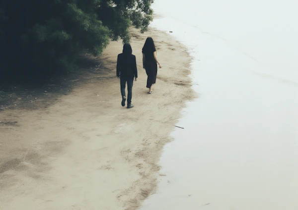 Serene Companionship by the Shore