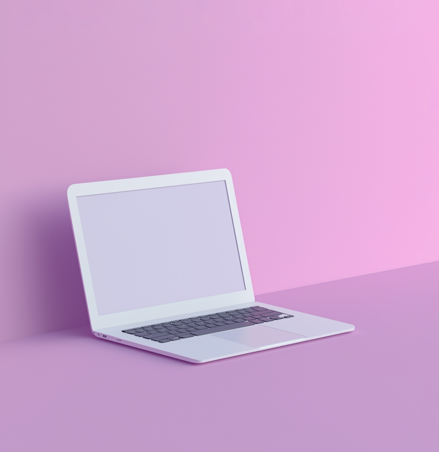 Modern White Laptop on Soft Pink Background