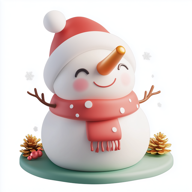 Cheerful Snowman with Festive Accents