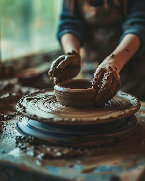 Artisan Hands at the Pottery Wheel