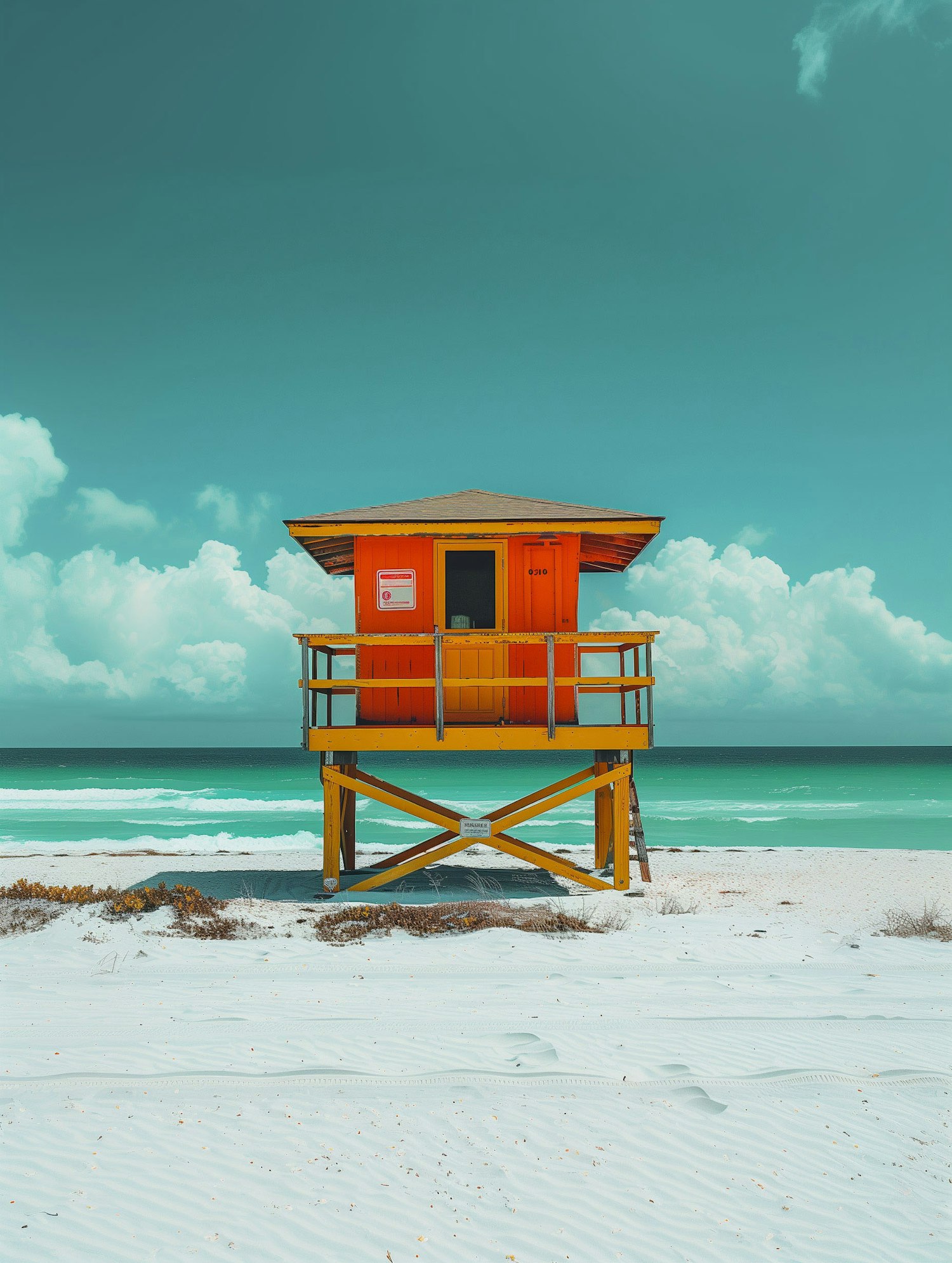 Vibrant Lifeguard Stand on Beach