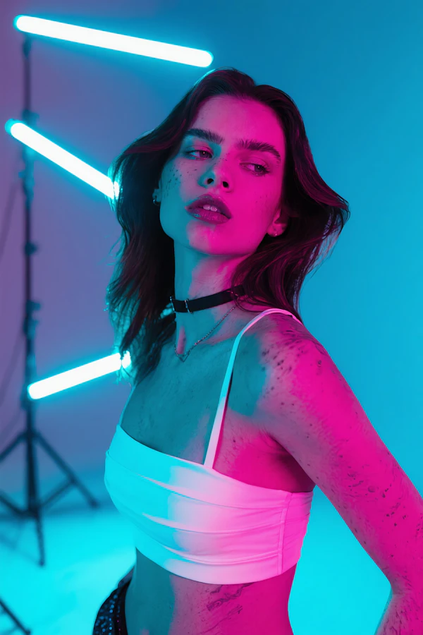 Neon Portrait of Woman