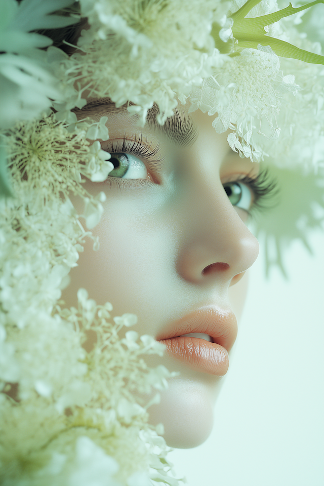 Serene Face with Flowers