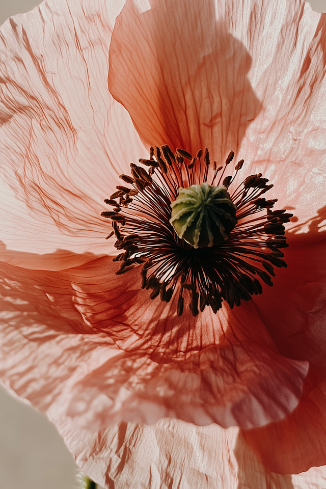 Delicate Coral-Pink Poppy