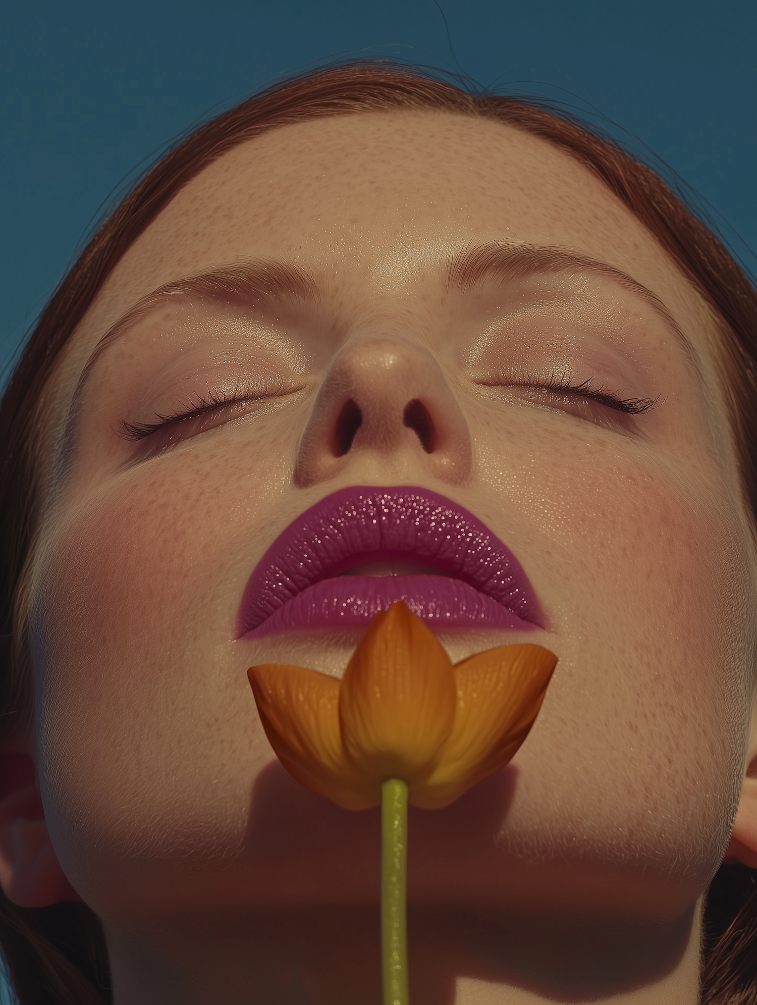 Serene Portrait with Flower