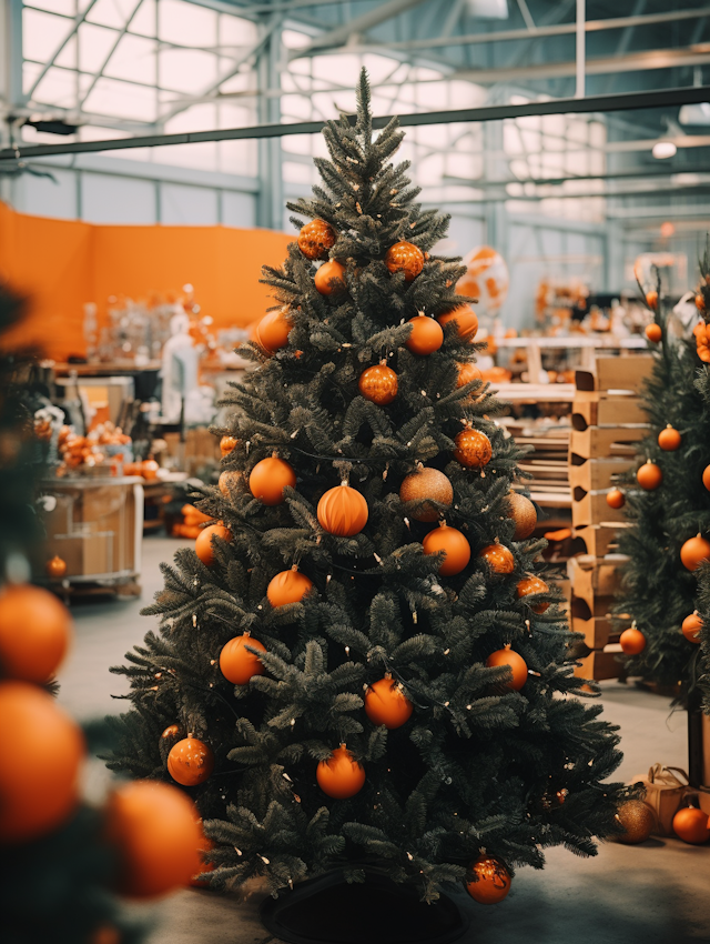 Monochrome Orange Festive Tree