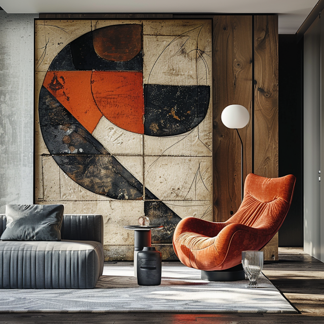 Contemporary Living Space with Abstract Art