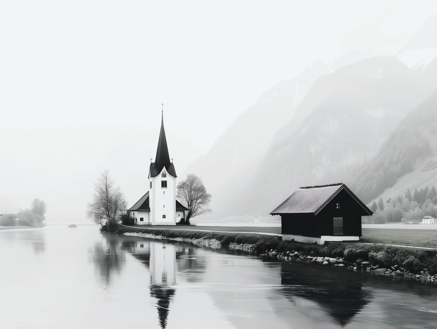 Serene Landscape with Church