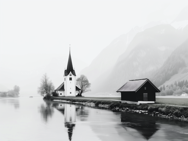 Serene Landscape with Church