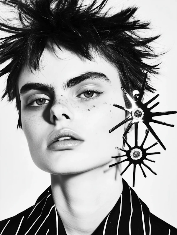 Edgy Black-and-White Portrait