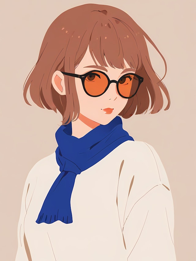 Animated Character with Glasses and Scarf