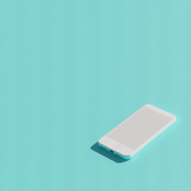 Minimalist Smartphone on Light Turquoise Surface