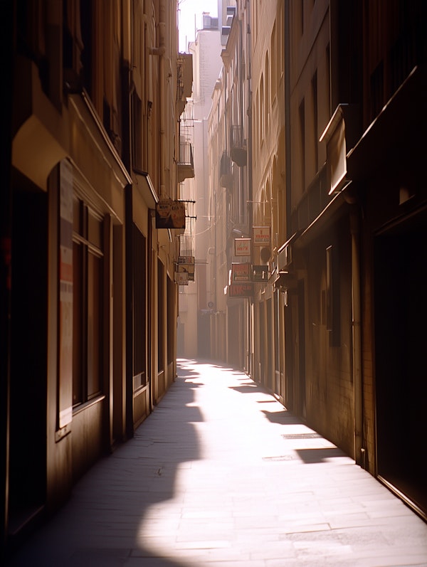 Serene Urban Alley in Golden Sunlight