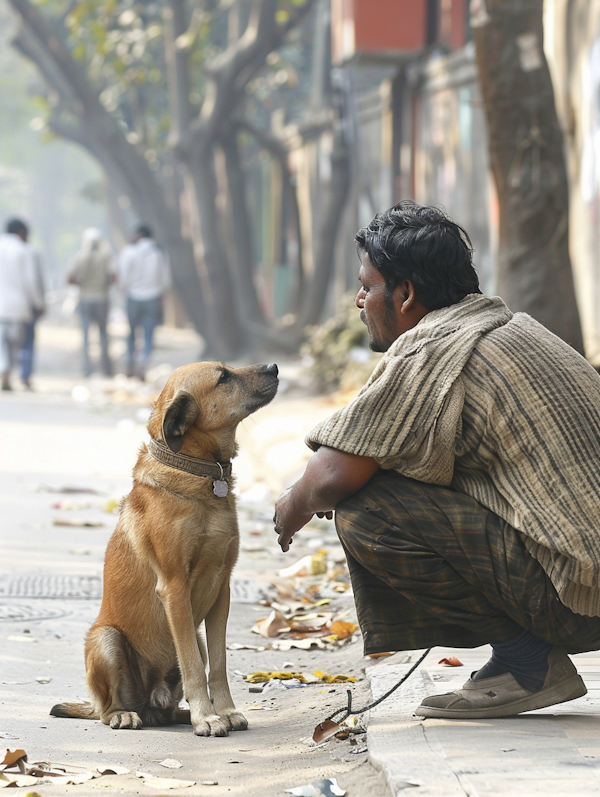 Man and Dog Sharing a Moment