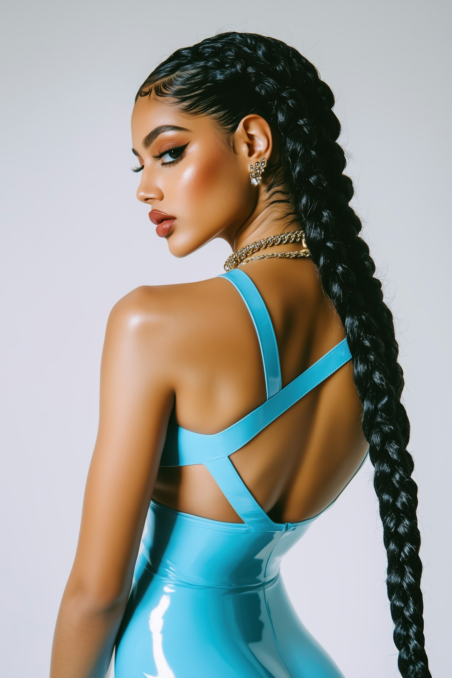 Striking Woman with Braided Hair