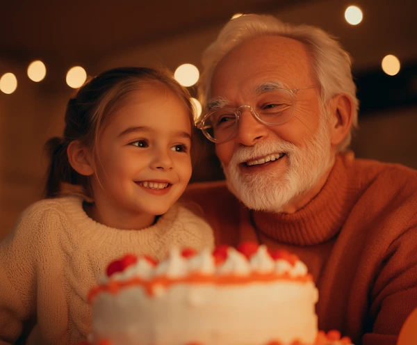 Joyful Celebration with Grandfather and Granddaughter