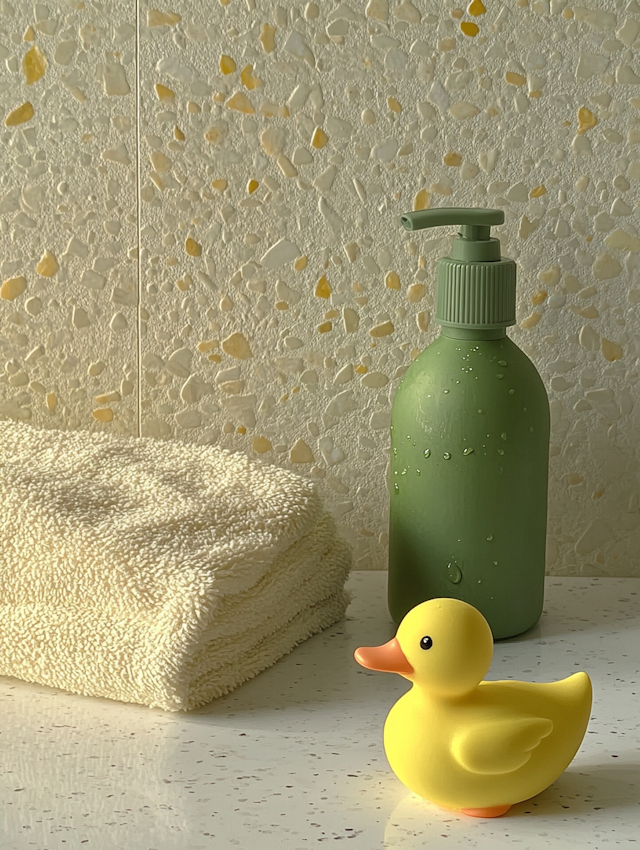 Bathroom Scene with Soap Dispenser and Rubber Duck