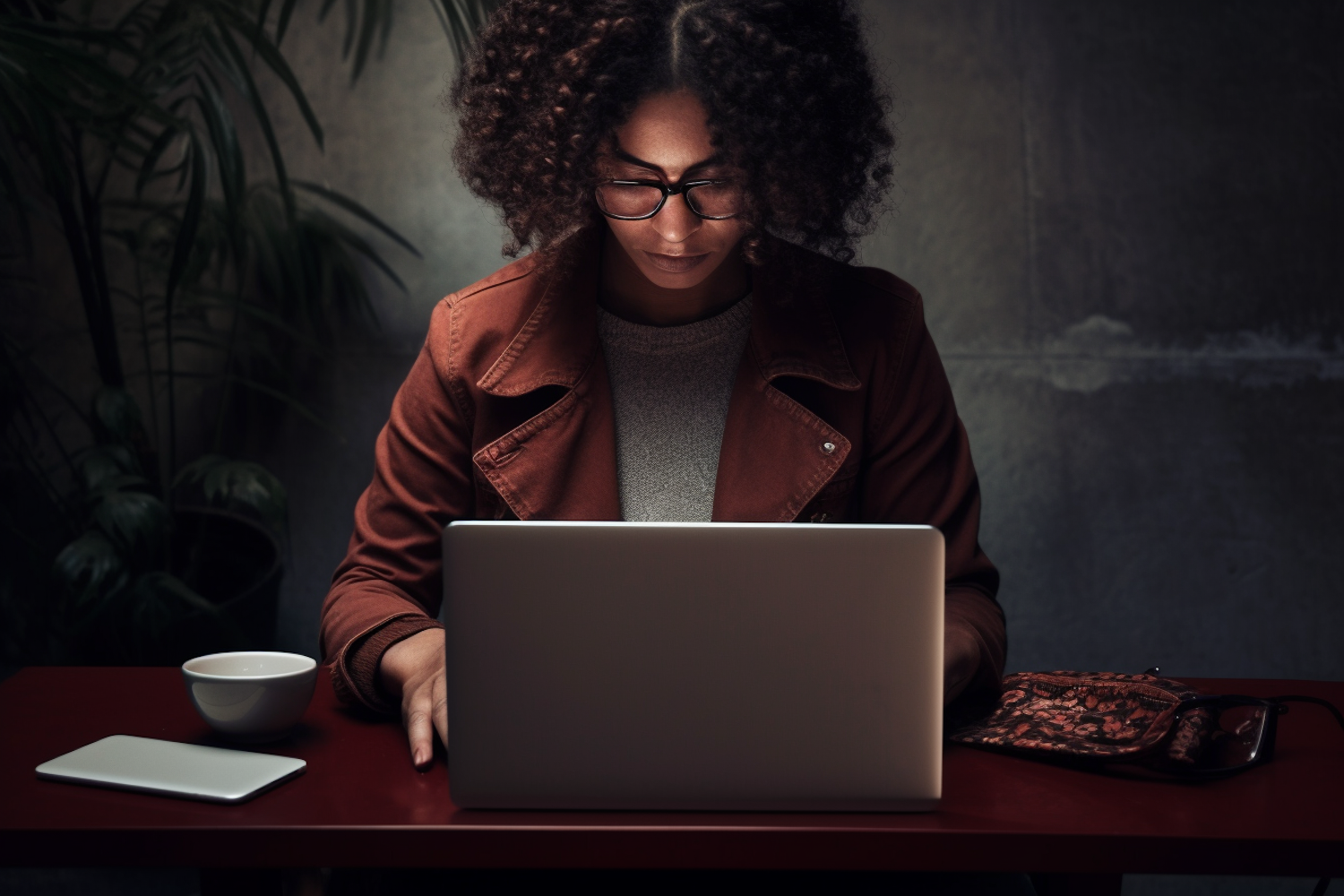 Stylish Professional Engrossed in Technology