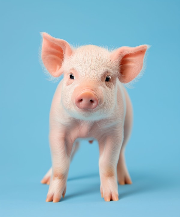 Piglet on Light Blue Background