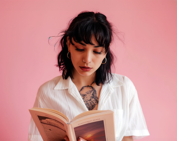 Young Woman Reading a Book