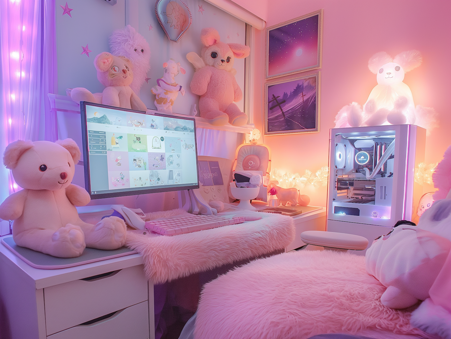 Dreamy Pink Gaming Setup