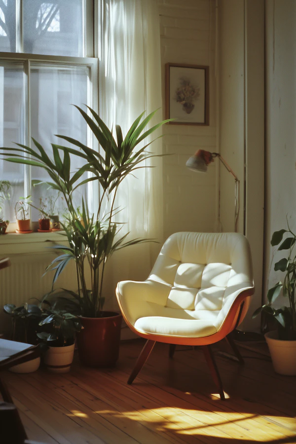 Cozy Interior Scene with Mid-Century Modern Armchair