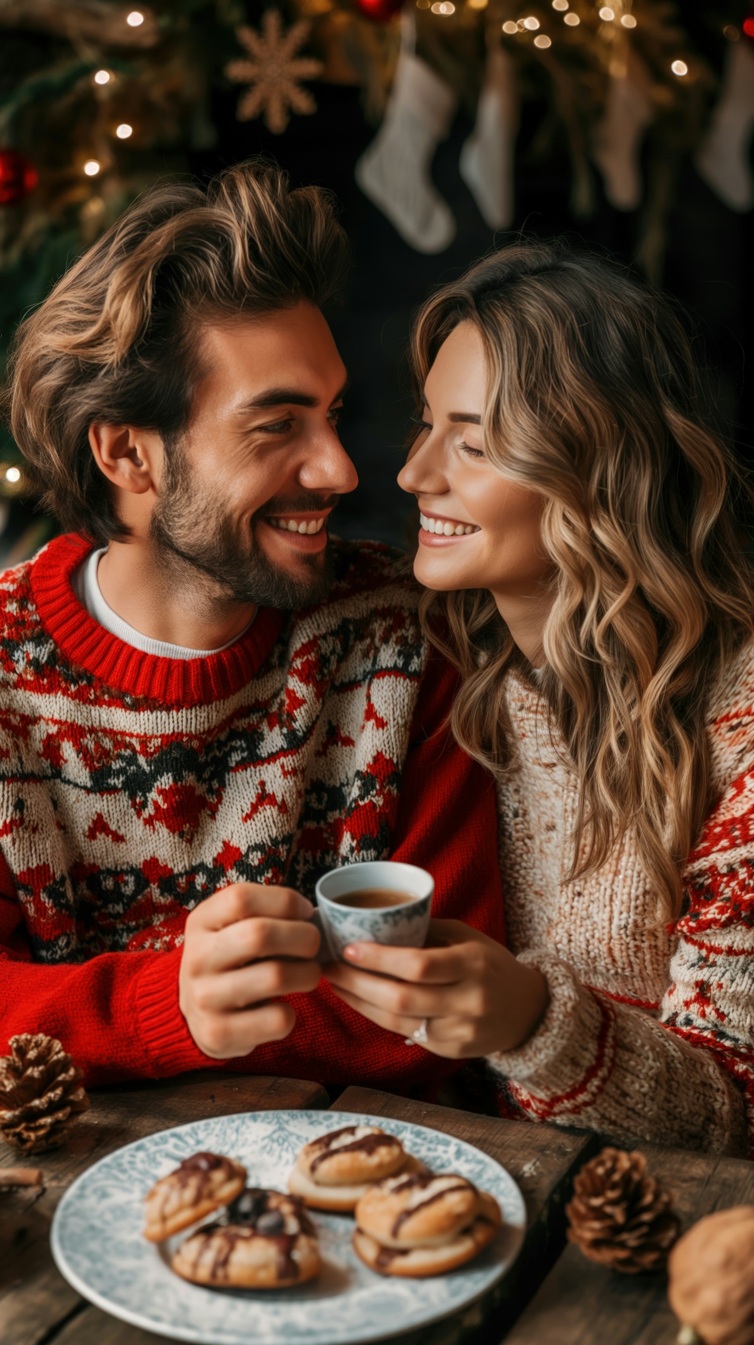 Joyful Couple During Festive Holiday Season