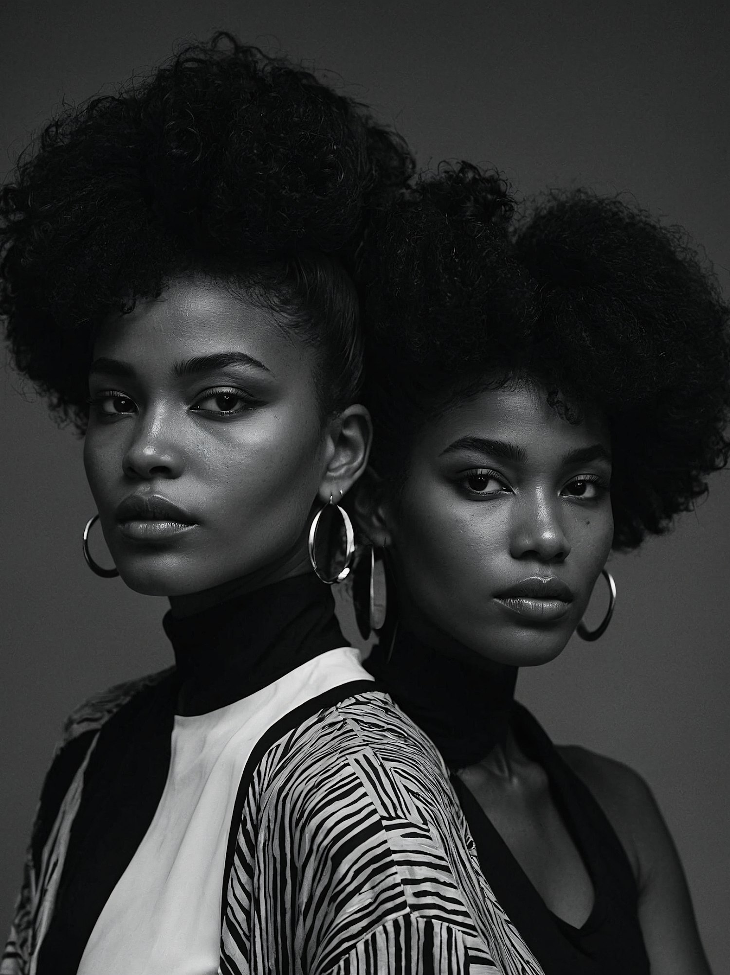 Twin Women with Curly Hair