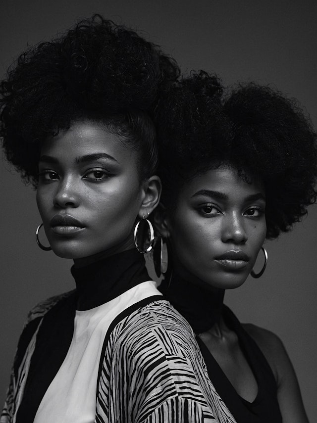 Twin Women with Curly Hair