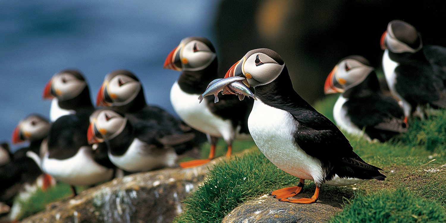 Puffins with Fish