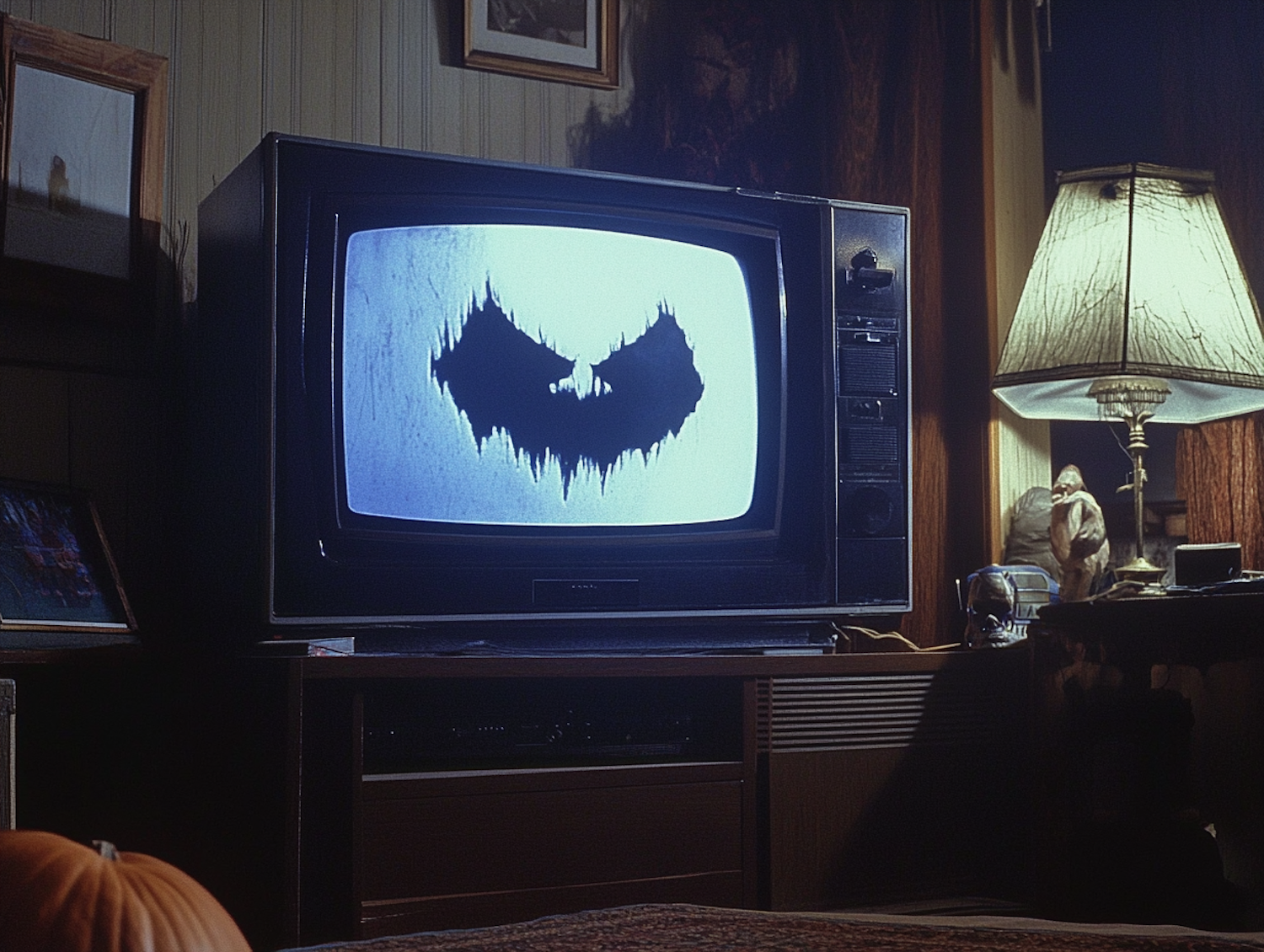 Vintage TV with Bat Image