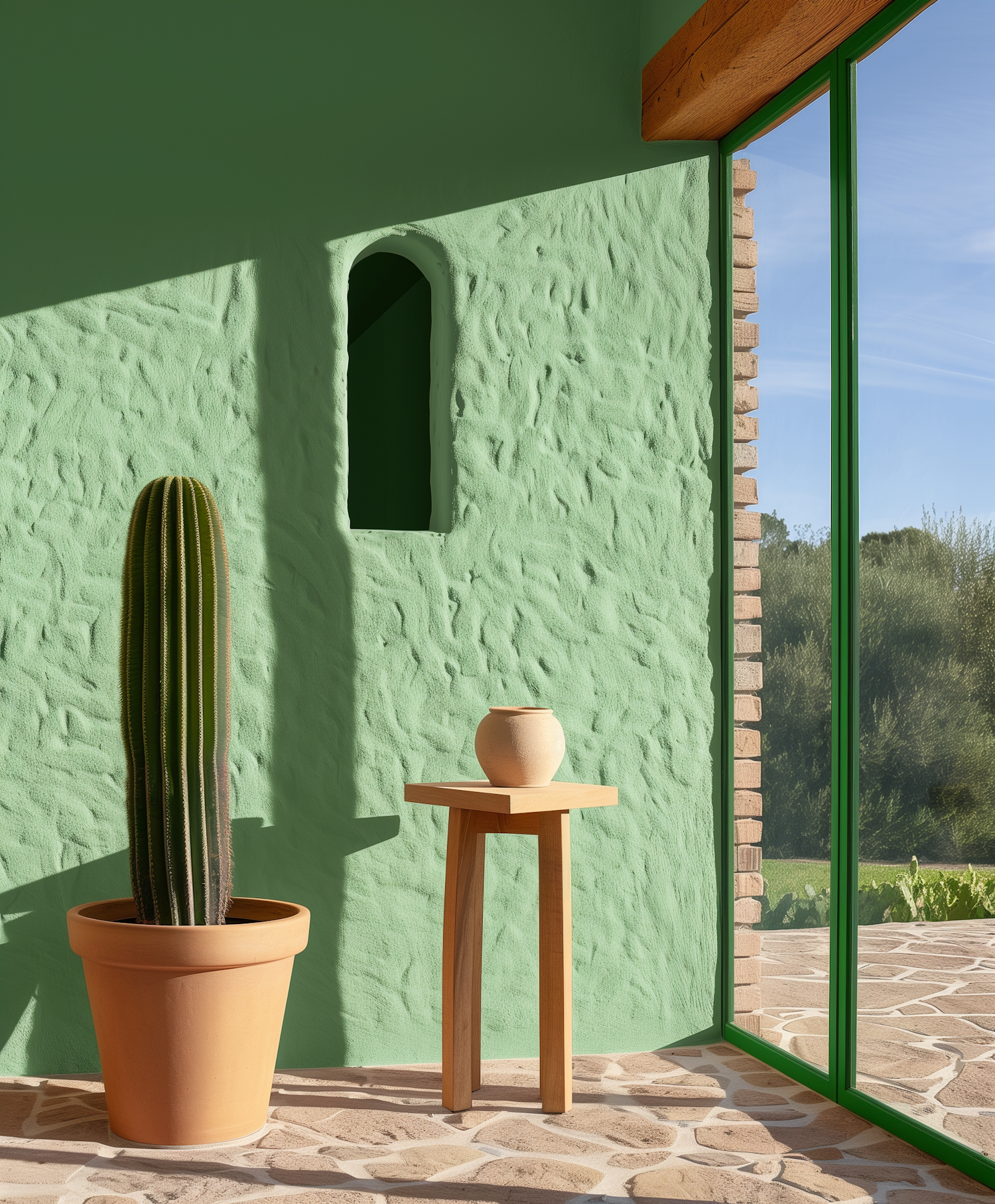 Minimalist Architectural Cactus Scene