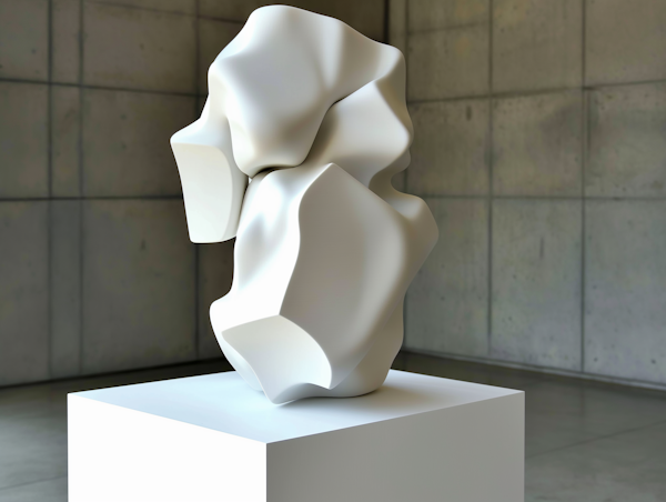 Modern Abstract Sculpture on White Pedestal