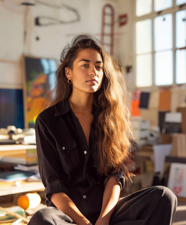 Pensive Young Woman in Golden Hour