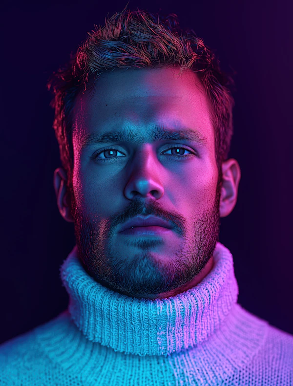 Neon Portrait of a Man