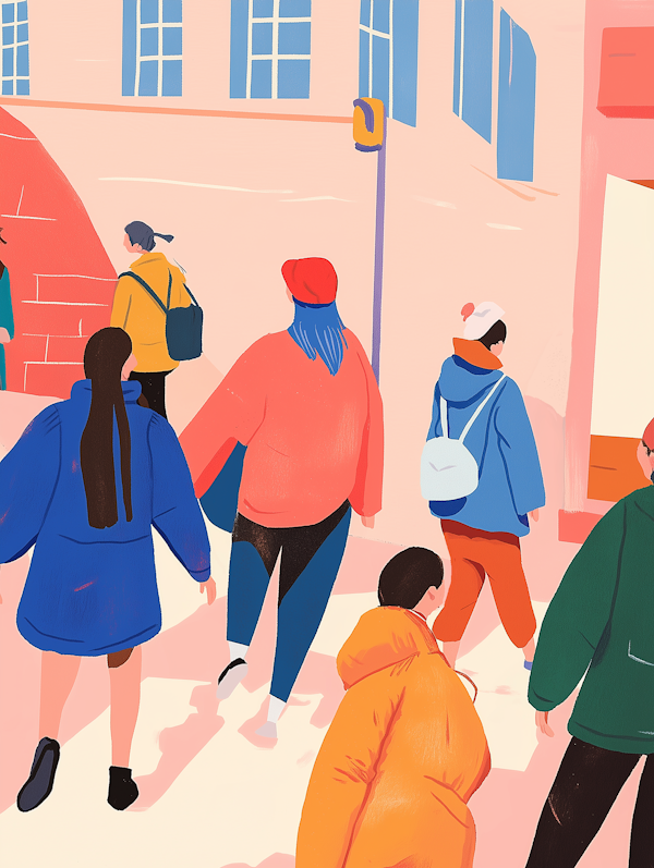 Vibrant Urban Street Scene Illustration