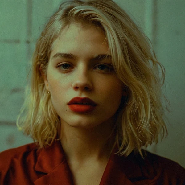 Portrait of a Person with Red Lipstick
